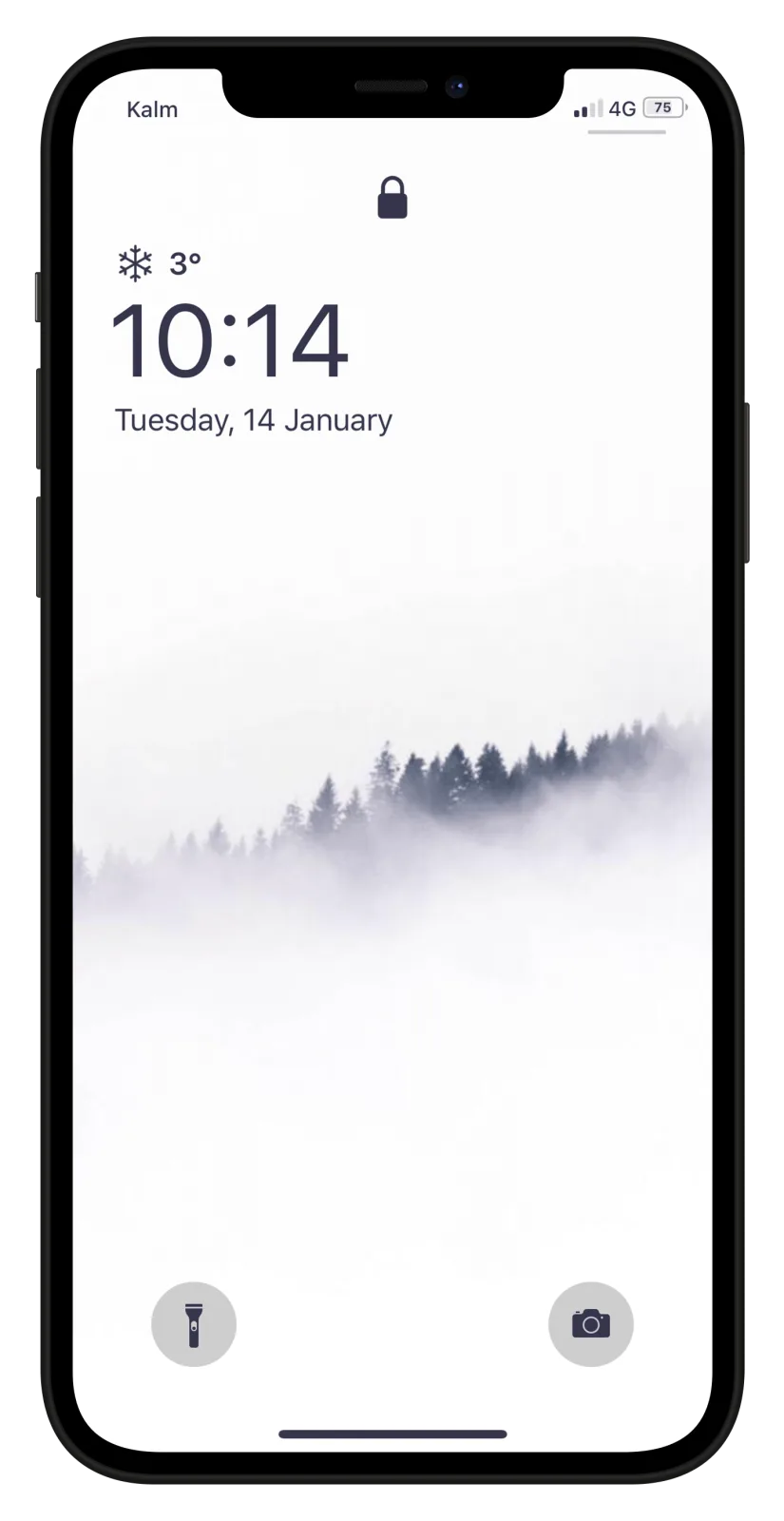 Kalm lock screen with weather details and calendar events