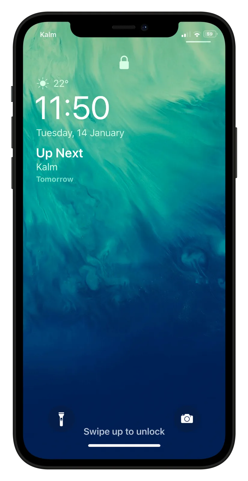 Kalm lock screen using a warm wallpaper-adaptive color palette
